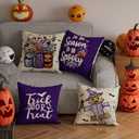Halloween Pillow Covers Trick or Treat Vases Pumpkins Scarecrow Throw Pillow Cases Set of 4 Autumn Decorations for Farmhouse Home Bedroom Sofa Couch Outdoor Holiday Decor 16x16 Inch