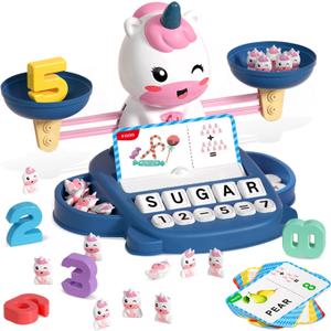 HOPEEYE Unicorns Kindergarten Preschool Learning Activities Math Counting Matching Letter Toys - Toddler Educational Toys for 3 4 5 6 7 Year Olds Girls Birthday Gift Games for Kids Ages 5-7 3-5