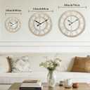 24 Inch Large Rustic Wall Clock Silent Non-Ticking Wooden Wall Clocks with Roman Numerals Farmhouse Decorative Clock for Living Room Bedroom Office (Light Lvory)