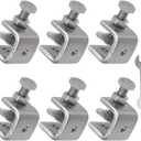 Stainless Steel C Clamps, Mini Tiger Clamp Set for Mounting, Heavy Duty Metal U Clamps, Small Desk G-Clamp with 0.79 Inch Stable Wide Jaw Opening for Metal Working Woodworking Welding Building (6pcs)