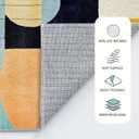 9x12 Colorful Area Rug Modern Abstract Orange Yellow Pink Blue White Beige Black Bedroom Rug Low Pile Thin Large Carpet Living Room Non Slip Dining Room Stain Resistant Office Washable Machine