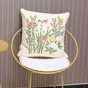Set of 2 Embroidered Decorative Throw Pillow Covers Couch Square Pillowcases Cushion for Bedroom Sofa Farmhouse Decor 18x18 Inch (Daisy)