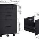 Panana 3 Drawer Wood Mobile File Cabinet, Under Desk Storage Drawers Small File Cabinet for Home Office (Black)