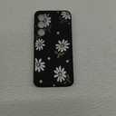 for Samsung Galaxy S23 Case Flowers Butterfly, Anti Slip Shockproof Flexibility Soft Silicone Protector Phone Case for Galaxy S23-Daisy Black (Samsung S23)
