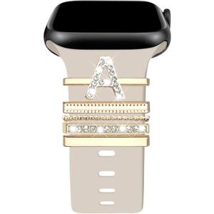 Decorative Rings Loops Compatible with Apple Watch Silicone Bands Charms 49mm 45mm 44mm 42mm 41mm 40mm 38mm iWatch Series 10 9 8 7 6 5 4 3 2 1 SE 2 Ultra 2 Charms Accessories (No Band)