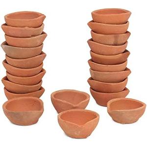Diwali Diyas Clay Diya Diyas for Pooja with Cotton Wicks [14 Pcs] - Indian Puja Oil Lamp Diwali Pooja - Diwali Decoration for Home - Indian Housewarming Return Gift Items Hashcart®