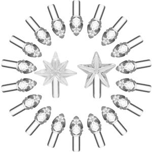 Clear White Replacement Lights Bulbs for Ceramic Christmas Tree, Mini Flame Light Ornaments for Ceramic Tree, Small Twist Pegs Accessories for Crafts, 2 Stars Treetopper177 Bulbs Set