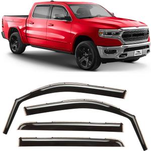 Voron Glass in-Channel Extra Durable Rain Guards for Trucks Dodge RAM 1500 2019-2026 Crew Cab, Window Deflectors, Vent Window Visors, 4 Pieces - 220159