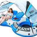 2026 New & Upgraded Sunlite Sports Heavy Duty River Tube Inflatable, Premium Water Float to Lounge Above Lake and River, Outdoor Water Raft Sport Fun, Recreational Use (Cool Blue 2-Person with Canopy)