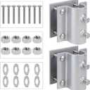 Dock Brackets Hardware,Dock Post Hardware,Stationary Dock Side Leg Pipe Holder Sleeve Pole Bracket,Heavy Duty, Includes 2 Pipe Brackets + 2 Backer Plate + Carriage Bolts