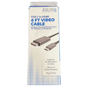 Zgear USB-C to HDMI Cable 6 Foot Supports 4K Resolution & Audio Plug & Play