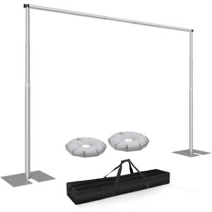 Pipe and Drape Backdrop Stand Kit 12x10ft, Heavy Duty Back Drop Adjustable Stand with Carry Bag, Metal Background Frame for Parties Wedding Birthday Decoration Photography Photo Booth Video - Silver