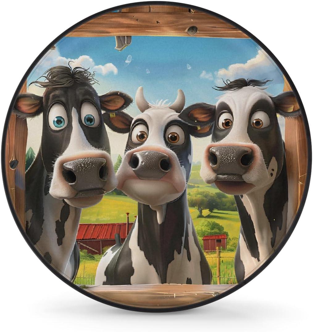 Spare Tire Cover for RV Trailer, Funny Cows Waterproof Sun Leather Wheel Cover, Camper Spare Tire Covers Fit for Jeep Travel Trailer SUV Truck Accessories (15 in for Diameter 27 - 29),B-270