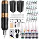 STIGMA Cordless Tattoo Gun Tattoo Kit Complete with Pro Tattoo Pen, 2 Tattoo Batteries, 20 Tattoo Cartridge Needles,Tattoo Ink Color Set, Full Tattoo Accessories STP35TI4002-9 (Multicolor)