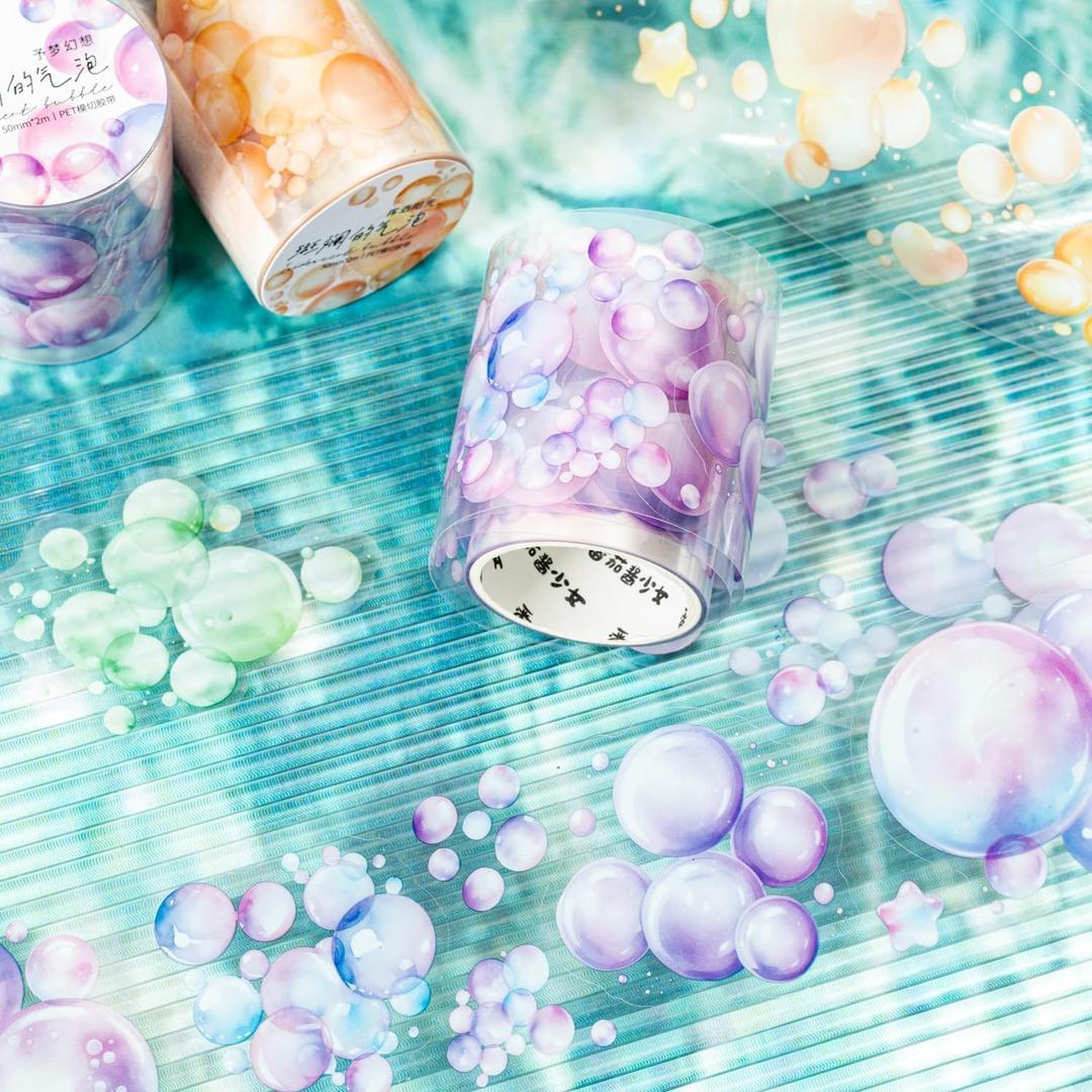 MisKepaa PET Tape Stickers for Journaling, 6 Rolls Bubbles Tape for Scrapbooking, Journaling Supplies, Bullet Journal, DIY Craft(Bubbles)