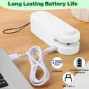 2 in 1 Bag Cutter and Sealer, Mini Bag Sealer with Cutter, USB Rechargeable Bag Sealer, Portable Bag Resealer for Plastic Bags Snacks & Food Storage (White)
