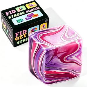 1 Pack Fidget Toys Squishy Stress Cube, Stress Balls for Kids Adults Squishies Stress Relief, Ice Squishy Cube Sugar Balls, Sensory Toys for Kids with Autism, Fidgets for Classroom Prize Toys (Purple)