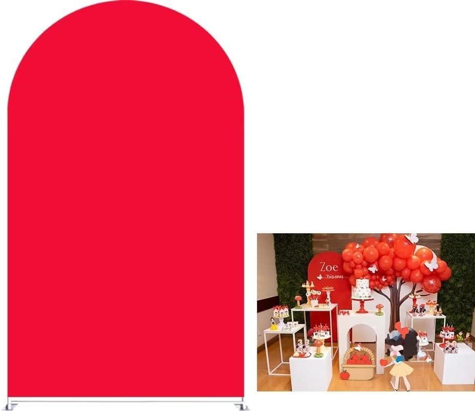 Red Arch Backdrop Cover for Birthday Party Wedding Baby Shower Decorations Chiara Backdrops Arched Wall Covers Frame Stands Display Banner 3.3ft * 6.5ft