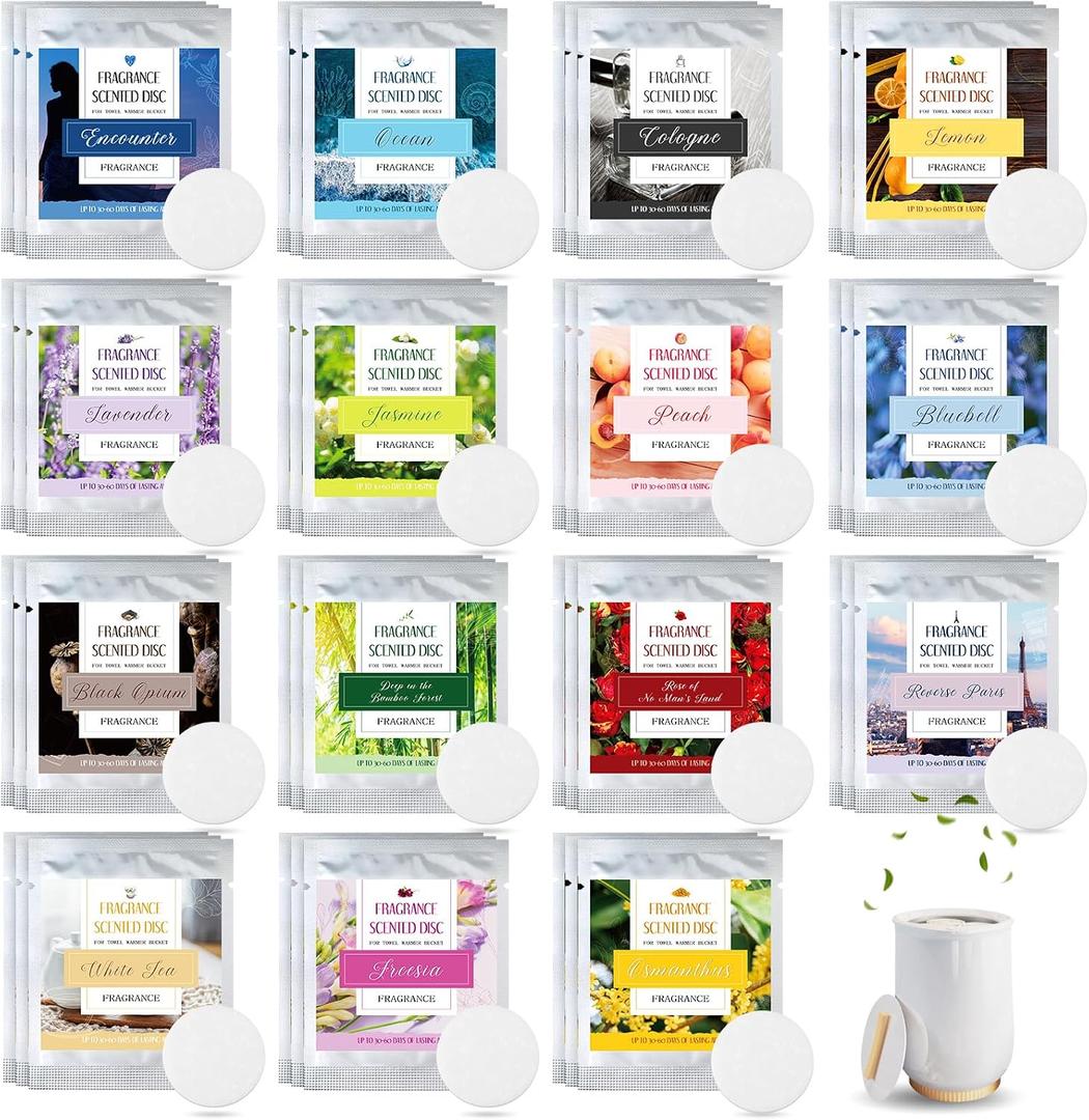 Leelosp 45 Pcs Replacement Fragrance Disc Towel Warmer Bucket Fragrance Scented Pads for Home Fresh Accessories, 15 Different Flavors Fresh Aroma Stays for 30 to 60 Days