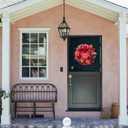 TEMPUS 18" inch red Valentine's Day Wreath Love Berry Wreath mesh Tube Yarn Ribbon Decoration Front Door Hanging Holiday Celebration Wall Decorations