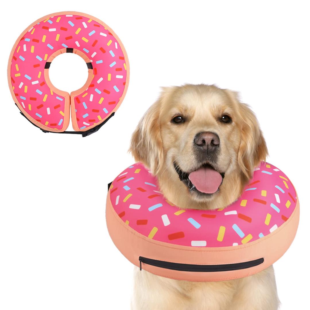 Supet Inflatable Dog Cone Collar Alternative After Surgery, Doggie Neck Donut Collar Recovery ECollar, Soft Dog Cone for Large Dogs