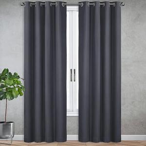 SUN+BLK Nantes Luxury Insulated Total Blackout Grommet Single Curtain Panel, Noise Reducing, Light Blocking, Grey, 52x63