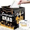 Premium Graduation Card Box, with Cards and Tassel, HQ Thickened Foldable Cardboard Congrats Grad Box Holder, Classic Design, HD Printing, Perfect for Graduation Party Decorations, Different Design