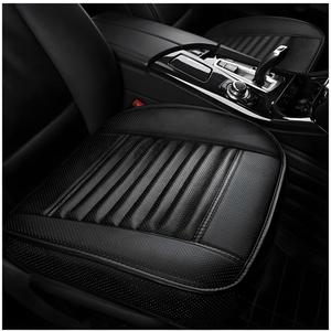 DXNQ Car Seat Cover, Bamboo Charcoal Leather Edge Wrapping Car Front Bottom Seat Covers, Anti-Slip Full Wrap Seat Cushion Covers for Car SUV Truck and Van, Car Accessories(Black)