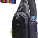 Peicees Chest Crossbody Sling Backpack Bag Travel Bike Gym Daypack for Women Men (Medium, Black)