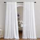 NICETOWN White Linen Sheer Curtains and Drapes 84 inches Long, Rod Pocket & Back Tab semitransparent with Light Through Vertical Window Treatments for Sliding Glass Door & Living Room, 52"W, Set of 2,White, 52"W x 84"L (Pack of 2)