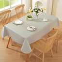 Wondwrla Rectangle Tablecloth, Vinyl Tablecloths with Flannel Backing, Waterproof Wipeable Oil-Proof, Plastic Table Cloth for Dining, Picnic, Camping, Indoor and Outdoor (Light Gray, 52" x 70")