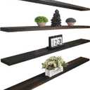 YYWUOJJ Wood Floating Shelves for Wall Decor, Rustic Wall Shelves for Bedroom Bathroom Kitchen Living Room, Set of 4 Walnut 48 Inch