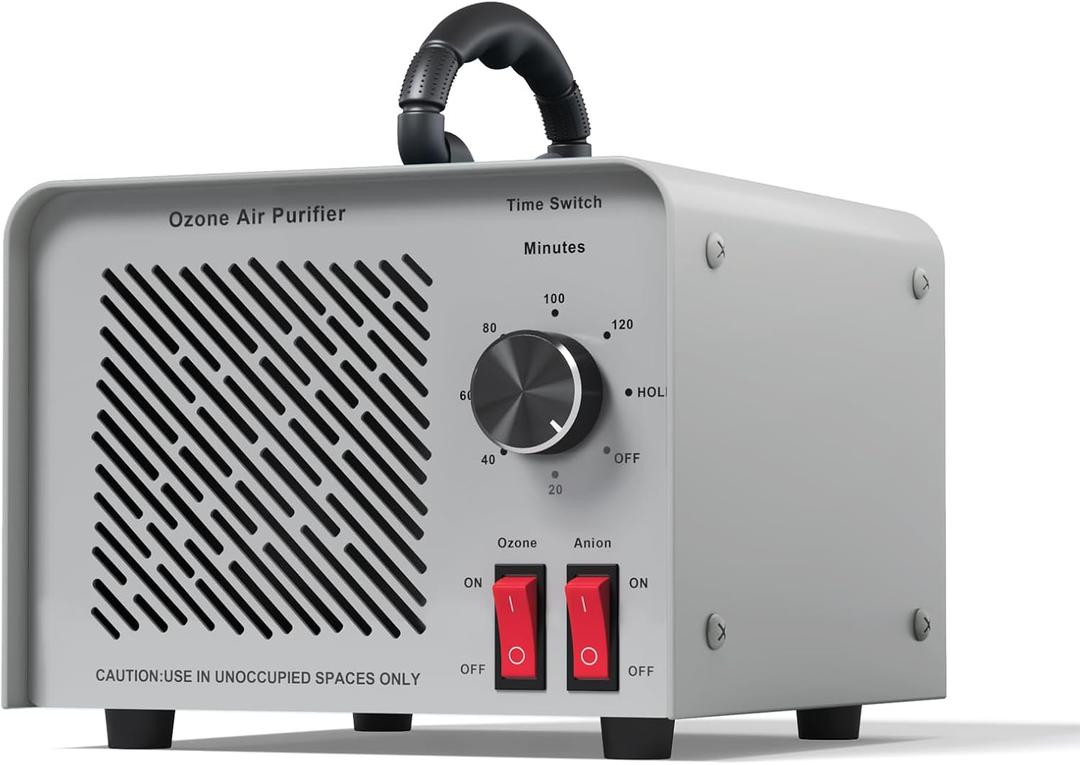 120,000mg/h 0zone Generator High Capacity Ozone Machine & 1 Billion Negative Ion Air Purifier for Home, Car, Pet Odor Removal, O3 Odor Eliminator up to 2,500 Sq. Ft.(Silver)