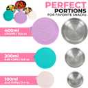 Stainless Steel Snack Boxes with Silicone Lids for Kids, Lunch Box Containers for Girls Toddler Daycare No-Spill Leakproof, Reusable Metal Cups, School Travel Food Storage, Pink Purple Unicorn