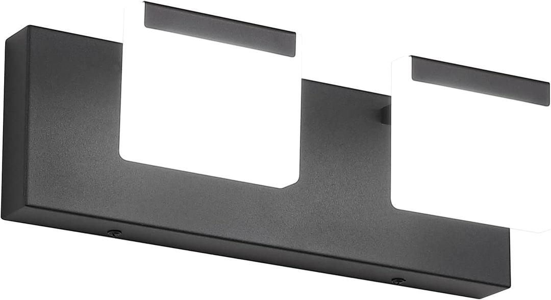 Matte Black Vanity Light 2 Lights Bathroom Vanity Lights Acrylic LED Modern Black Bathroom Light Fixtures