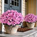 YXZZWL 8 Bundles Artificial Flowers for Front Door, Fake Silk Azalea Bouquet Silk Flowers for Outside UV Resistant Realistic Faux Plants for Planter Farmhouse Patio Garden Walkways Home Decor (Pink)