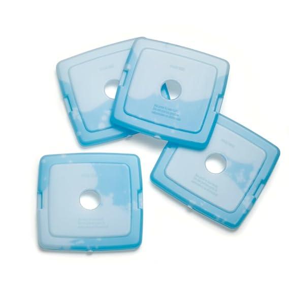 Cool Coolers By Fit & Fresh 4 Pack Slim Ice Packs, Quick Freeze Space Saving Reusable Ice Packs for Lunch Boxes or Coolers, Clear Blue Kids Ice,
