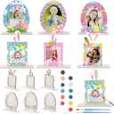 Vercraft 24 Sets Wood Easter Bunny Egg Picture Frame Craft Kits for Kids 4 x 6 Inch Color Your Own Wooden Bunny Egg Coloring Picture Frame for Spring Easter Gift Table Home Tabletop Party Decorations