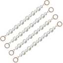 Geesatis 4pcs Pearl Beaded Bag Chain,Pearl Bead Replacement Decorative Purse Strap,Bag Handle for Crochet Bag DIY Bag, Creamy White(11.02in)
