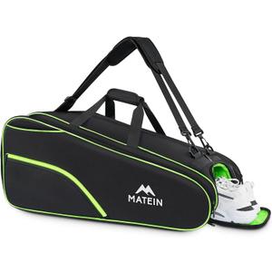 MATEIN Tennis Bag 6 Rackets, Extra Large Protective Convertible Racquet Bag with Shoes Compartment for Men Women, Racket Backpack with Cooler Pocket & Removeable Shoulder Strap for Sport Equipment MATEIN Tennis Bag 6 Rackets, Extra Large Protective Convertible Racquet Bag with Shoes Compartment for Men Women, Racket Backpack with Cooler Pocket & Removeable Shoulder Strap for Sport Equipment