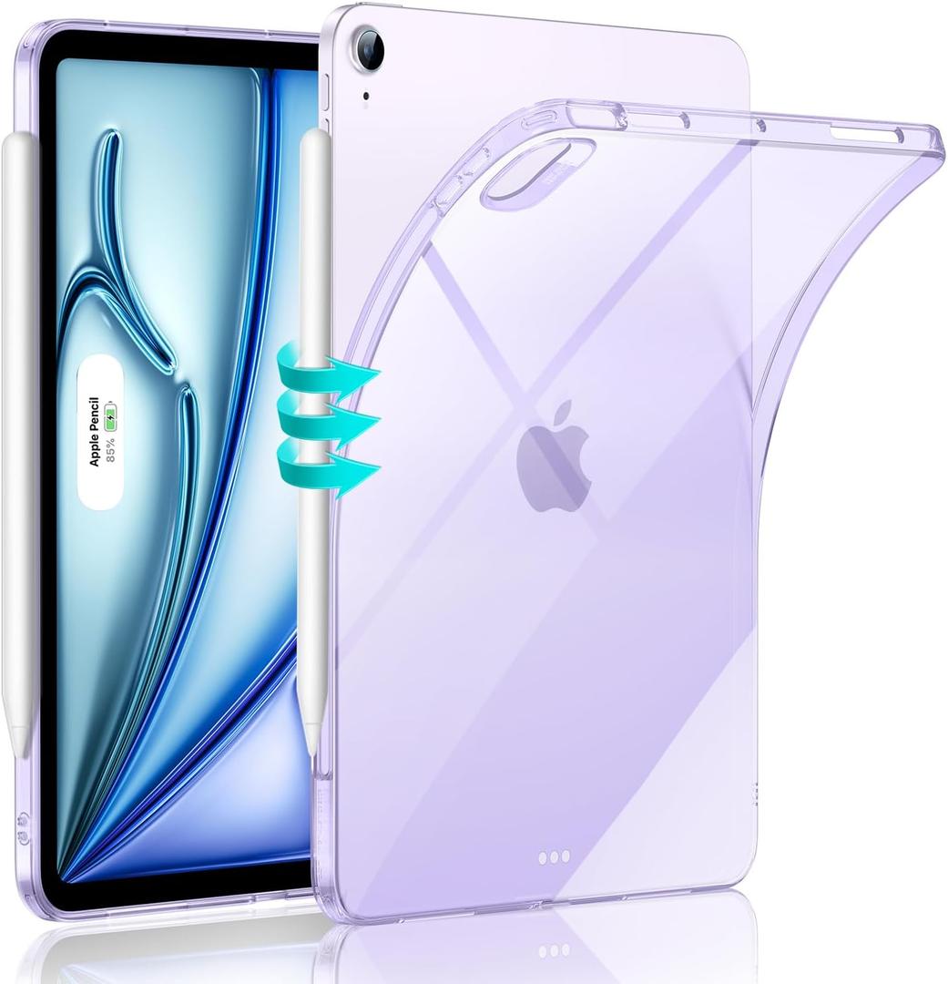 ESR for iPad Air 11 Inch Case M4/M3/M2 (2026/2025/2024), iPad Air 5th/4th Gen(2022/2020), Slim&Light, Yellowing Resistant, Transparent Back Cover, Supports Pencil Pro/USB-C, Zero Series, Clear Purple