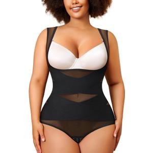 Nebility Plus Size Shapewear Bodysuit for Women Tummy Control Body Shaper Seamless Faja Colombian Waist Trainer Girdle (4X)