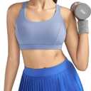 RUNNING GIRL Sports Bras for Women,Seamless Strappy Sports Bra High Support Crisscross Back with Removable Pads (Medium, Blue)
