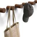 READAEER Walnut Wood Wall Hook 6 Pack, Natural Wooden Coat Hooks Wall Mounted, Hat Hooks Heavy Duty Entryway Wall Hangers for Hanging Towels, Clothes and Bags