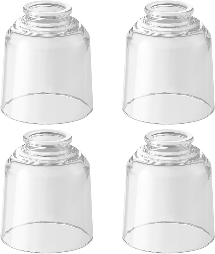 Modern Clear Glass Lampshade 4 Pack2-1/8" Fitter, 4-5/8" Diameter 4-1/2" Height, Replacement Lampshades For Ceiling Fans With LightsFor Living Room Bedroom Kitchen (Clear Glass(B))