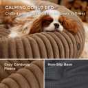 Bedsure ComfyFleece Donut Medium Dog Bed - Washable Faux Fur with Corduroy Fleece & Anti Slip Bottom, Round Pet Bed with Removable Cover, Camel Brown, 30x30x8 inches