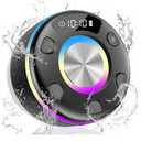 OYIB Bluetooth Shower Speaker, Portable Bluetooth Speaker 360° HD Sound, RGB Lights, IPX7 Waterproof Wireless Speaker with Suction Cup and Mic, Shower Radio for Party/Outdoor/Travel/Gifts/Black