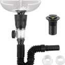 iFealClear Bathroom Sink Drain Kit, Flexible P-Trap Drain Pipe with Pop Up Stopper, Expandable Bathroom Sink Pipe Replacement with 2 Adapters, Fits 1-1/4'', 1-1/2'', 2" Holes, Hair Catcher, Black