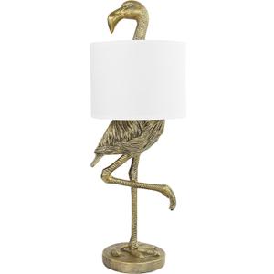 Creative Co-Op Resin Flamingo Table Lamp with Linen Shade, Gold Finish, 32"