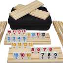 Rummy Cube 6 Player Edition with 6 Wooden Racks, Rummy Cube Game with Case 6 Players with Portable Case 160 Tiles Rummy Cube Travel Game Set for Family Adults Kids